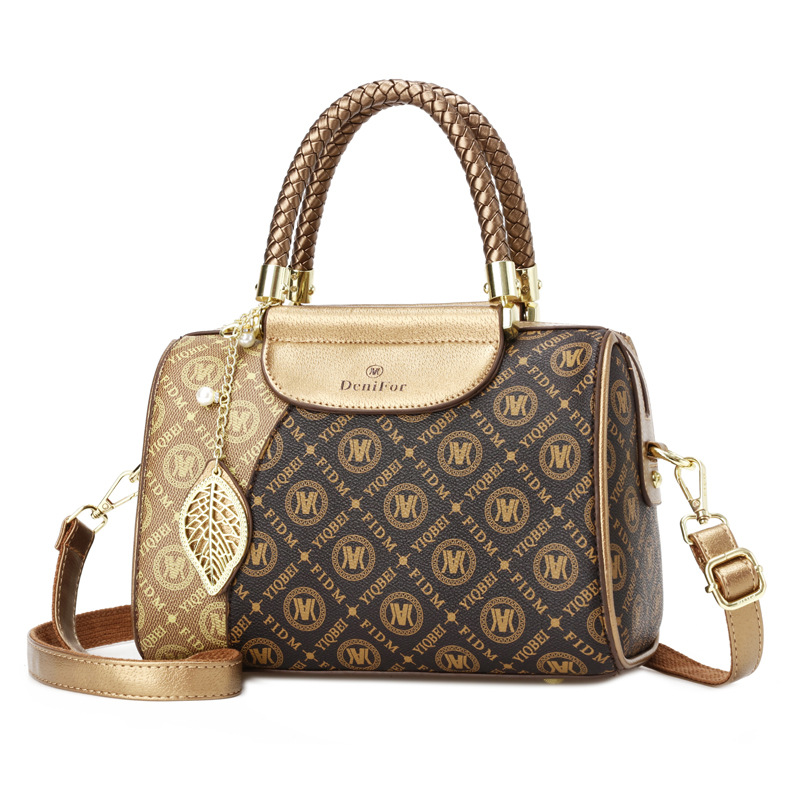 Hot Selling Cross-Border Women's Bag New Retro Print Crossbody Bag Large Capacity Boston Pillow Bag Handbag - Thumbnail 5