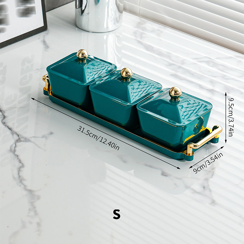 Plato de fruta sala de estar hogar mesa de té merienda fruta seca caramelo tuerca merienda plato merienda caja de almacenamiento de luz de lujo