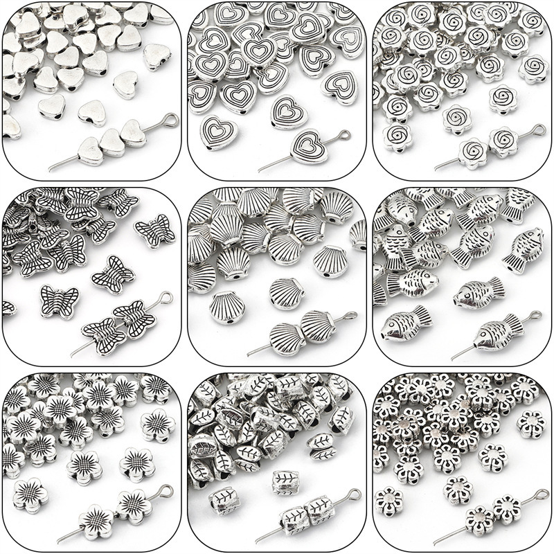 Cross-border hot sale ancient silver alloy plating gold-plated bow flower accessories DIY handmade accessories necklace pendant