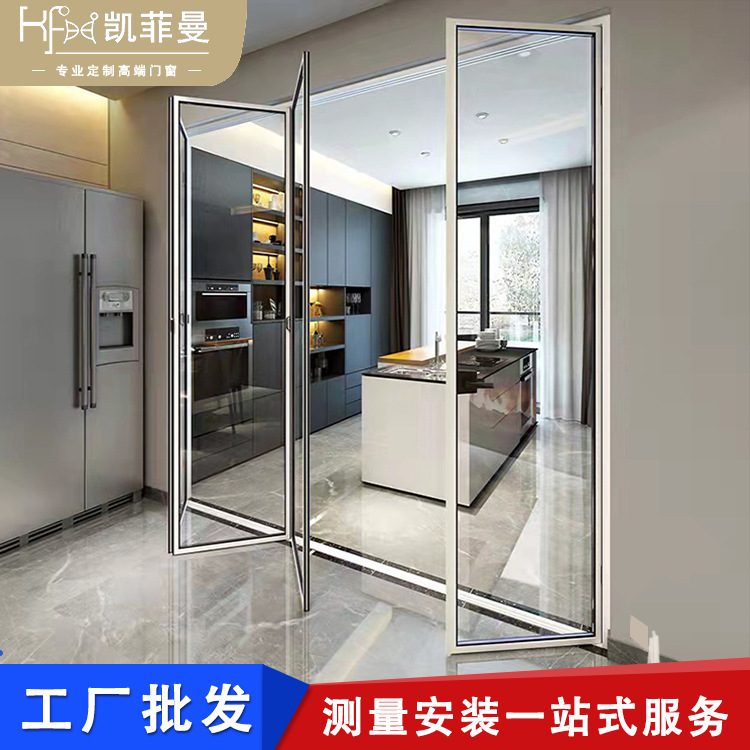 Titanium-Magnesium Alloy Folding Doors Wholesale Soundproof Transparent Glass Sliding Doors Thermal Break Aluminum Partition Balcony Doors Modern Minimalist
