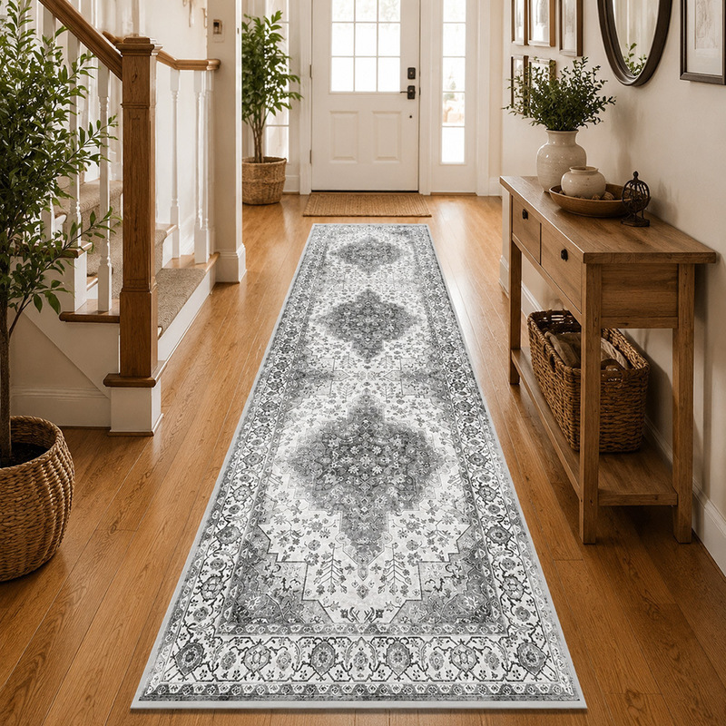 American-style Persian ethnic pattern doormat for the entryway and kitchen, made of durable, stain-resistant, and easy-to-clean crystal velvet, also functions as a heat-resistant mat; wholesale available