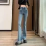 春季美式高腰修身牛仔裤