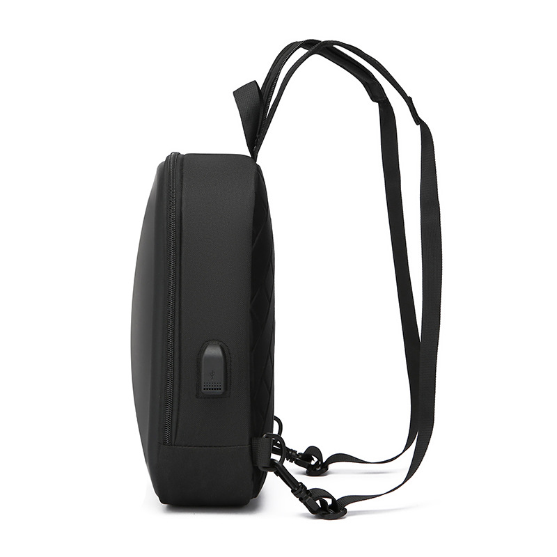 Bolso de pecho antirrobo multifuncional de ocio de un solo hombro coreano para hombres, bolso diagonal recargable USB antisalpicaduras para viajes de negocios