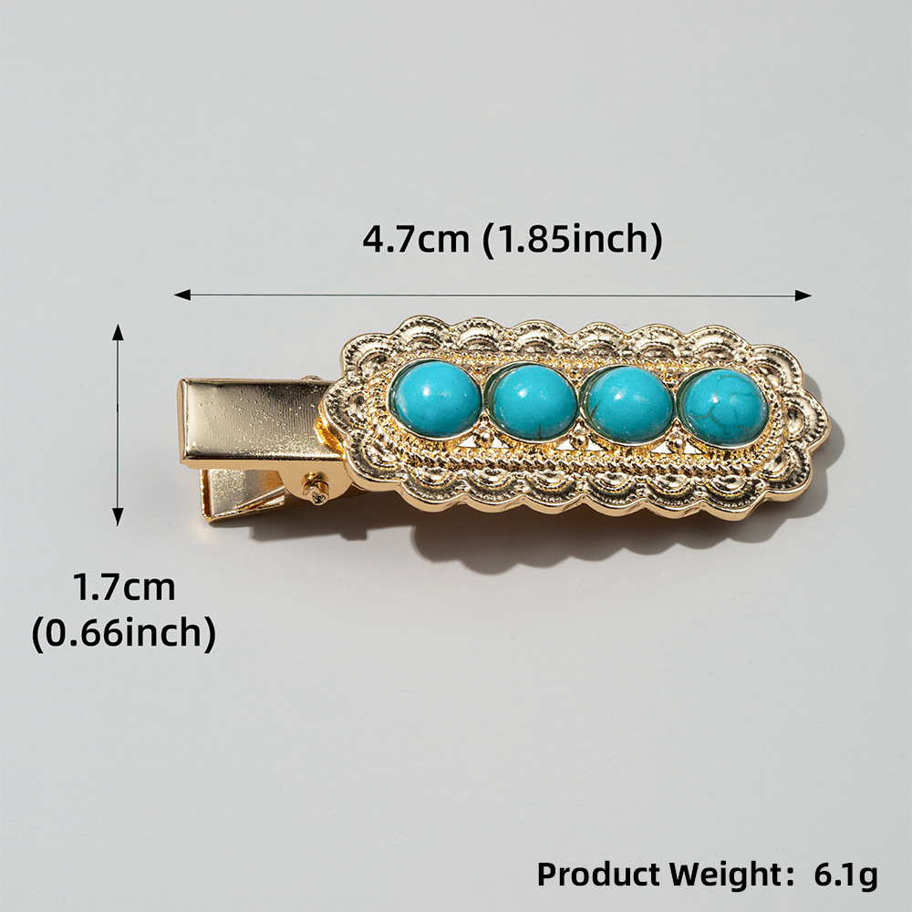 Women's Retro Solid Color Alloy Inlay Turquoise Hair Clip display picture 7