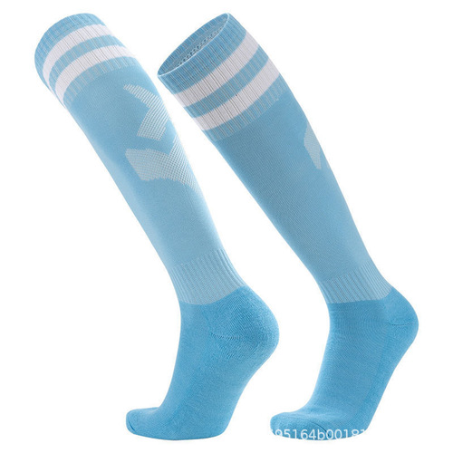 Factory direct sale long tube thickened towel bottom football socks adult sweat-absorbing non-slip sports socks striped knee-high children's