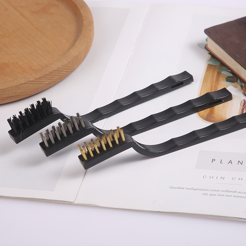 Cepillo de dientes de alambre de acero conjunto de tres piezas cepillo de limpieza de cocina cepillo de desincrustación de metal cepillo de óxido de alambre de acero alambre inoxidable