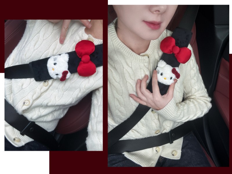 Original handmade cute kt bow car seat belt shoulder pad anti-friction decoration car good things new car gift