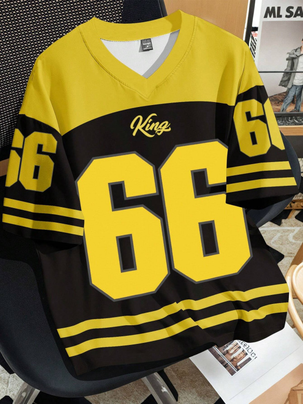 2025年クロスボーダーデジタルパターントレンドカジュアルシンプルスタイルファッションベーシックTシャツVネック半袖外国貿易|undefined
