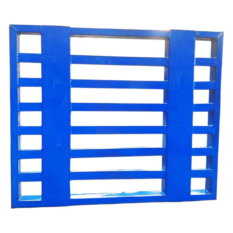 Стеллажи для хранения металлических поддонов, двухсторонние стальные поддоны, усиленные логистические поддоны из прямоугольного железа, оцинкованные складские поддоны