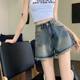 Denim Shorts Women's 2025 Summer High Waist Slimming Niche Rush Retro Casual A- Hip Wide Leg Hot Pants
