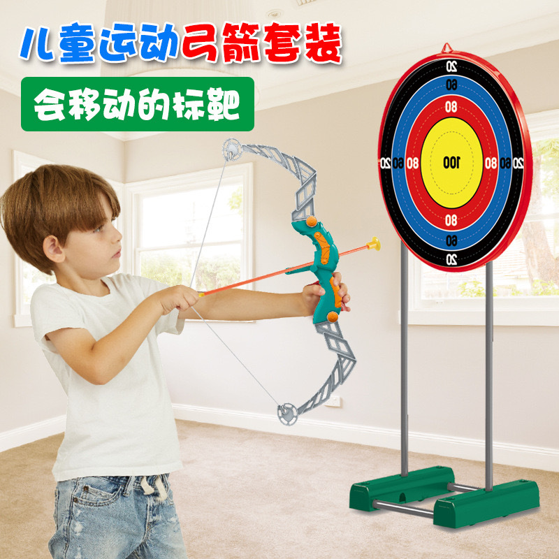 Los juguetes de arco y flecha para niños transfronterizos se adaptan al objetivo móvil para niños y niñas que disparan tiro con arco juguetes deportivos para interiores y exteriores