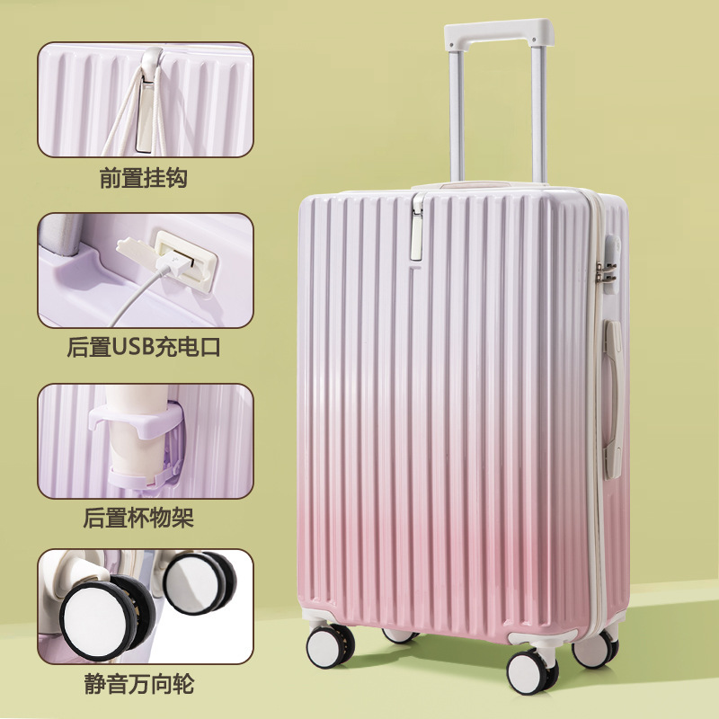 Mujeres japonesas de moda, color gradiente, maleta fresca, 28 maletas de viaje de contraseña de estudiantes