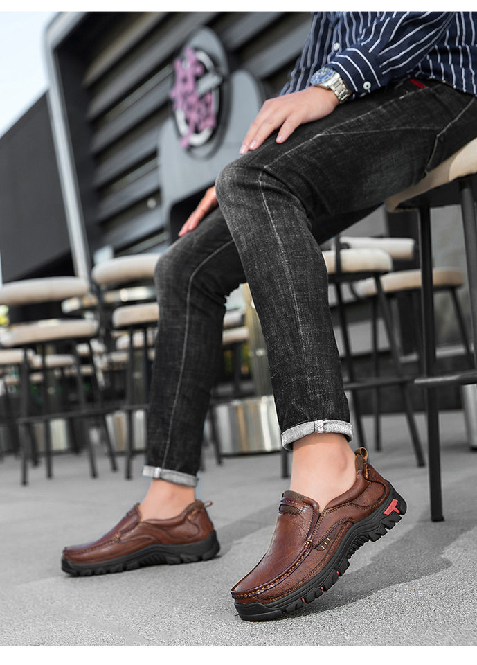 Giày da nam cỡ lớn mũi tròn đế bệt phong cách casual — 33237 màu nâu đỏ, 33237 màu vàng nâu, 33237 màu đen chi tiết 17