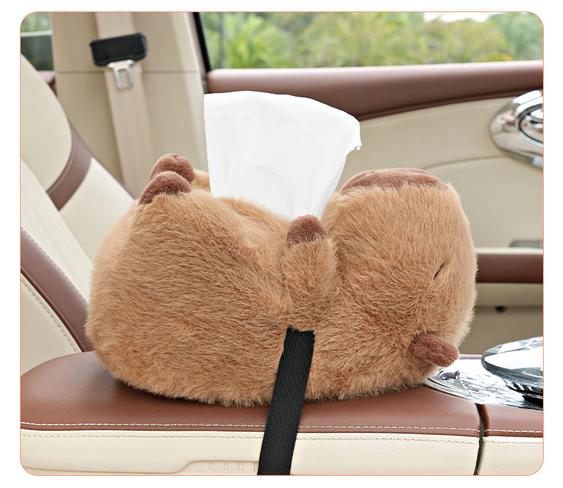 Plush carpibala doll car tissue box cute cartoon car tissue box multifunctional car tissue box
