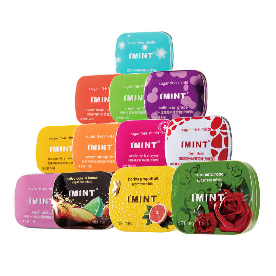 I 'MINT sugar-free mints portable iron box couple date fresh breath fruit flavor chewing gum wholesale 16g