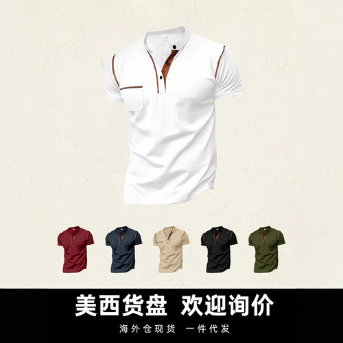 25 Summer Men's Short Sleeve T-Shirt Independent Station Quick-Drying Casual American Henry Polo