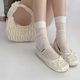 Ballet style socks white piled socks women's spring and autumn thin tube jk socks half short tube socks striped calf socks