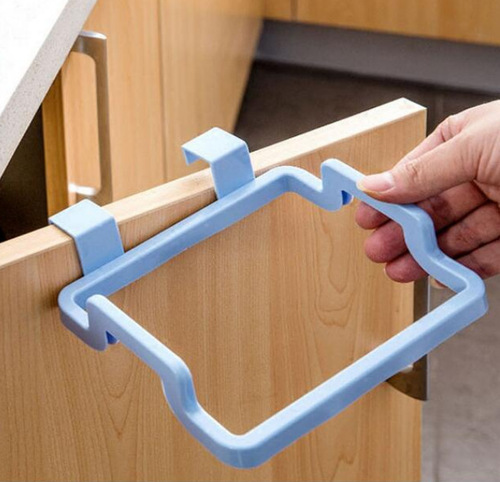 Kitchen door back portable garbage bag holder household cabinet door back rag hanger garbage rack