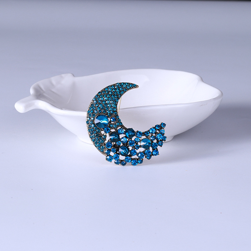 Inlay Design Retro Pin Moon Alloy Inlay Rhinestones Women's Brooches