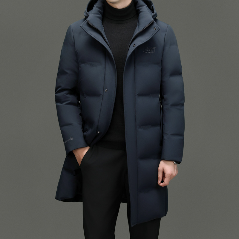 Men's 90 White Duck down Long down Jacket 2024 Winter New Thickened Warm Hooded Detachable Jacket