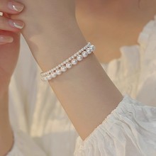 s999足银650施家珍珠手链小众设计简约高级感纯银手饰叠戴配饰女