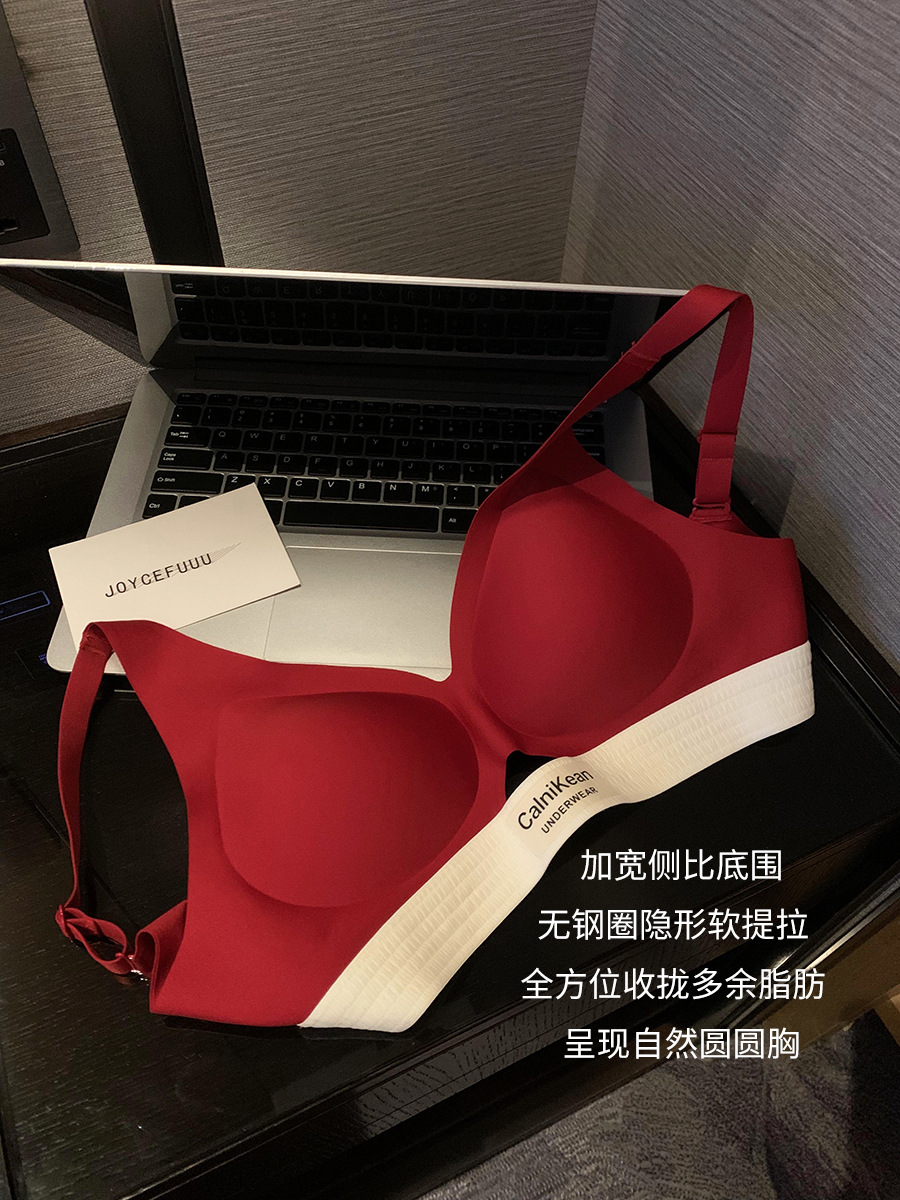CynLBra Red Underwear for Women's Luck Year, Small Cup Push-Up Bra with No Underwire, Lace Hole, Breathable Bra Set