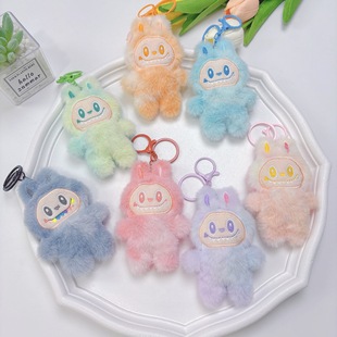 Popular Plush Toy Labubu Doll Keychain Pendant Squeaky Labubu Plush Pendant Gift