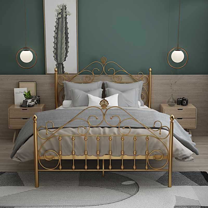 欧式简约时尚铁架公主床双人铁艺床单人儿童1.21.5 1.8米铁床