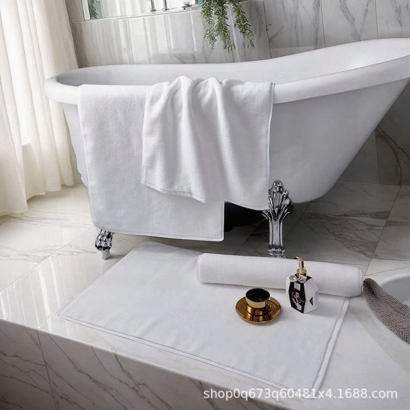 Hotel White Floor Towel B&B Special Pure Cotton Thickeneded Floor Towel Spa Bathroom Foot Mat Wholesale Custom Logo