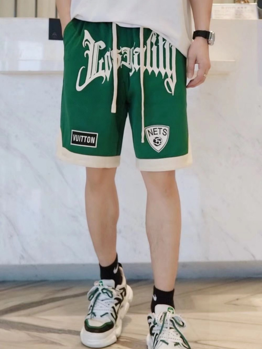 Pantalones cortos deportivos bordados, pantalones de baloncesto, pantalones casuales para hombres, pantalones deportivos de baloncesto callejero, pantalones de entrenamiento americano transpirables de secado rápido