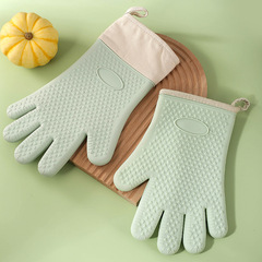 Silicone heat insulation gloves, thickened, high temperature resistant kitchen baking tools, oven, microwave, cotton anti-scalding, anti-slip gloves