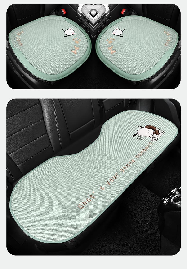 Car Seat Cushion for All Seasons, Cartoon Chunma Rear Three-Piece Car Seat Cushion, New Breathable Half-Pack Seat Cover for Women