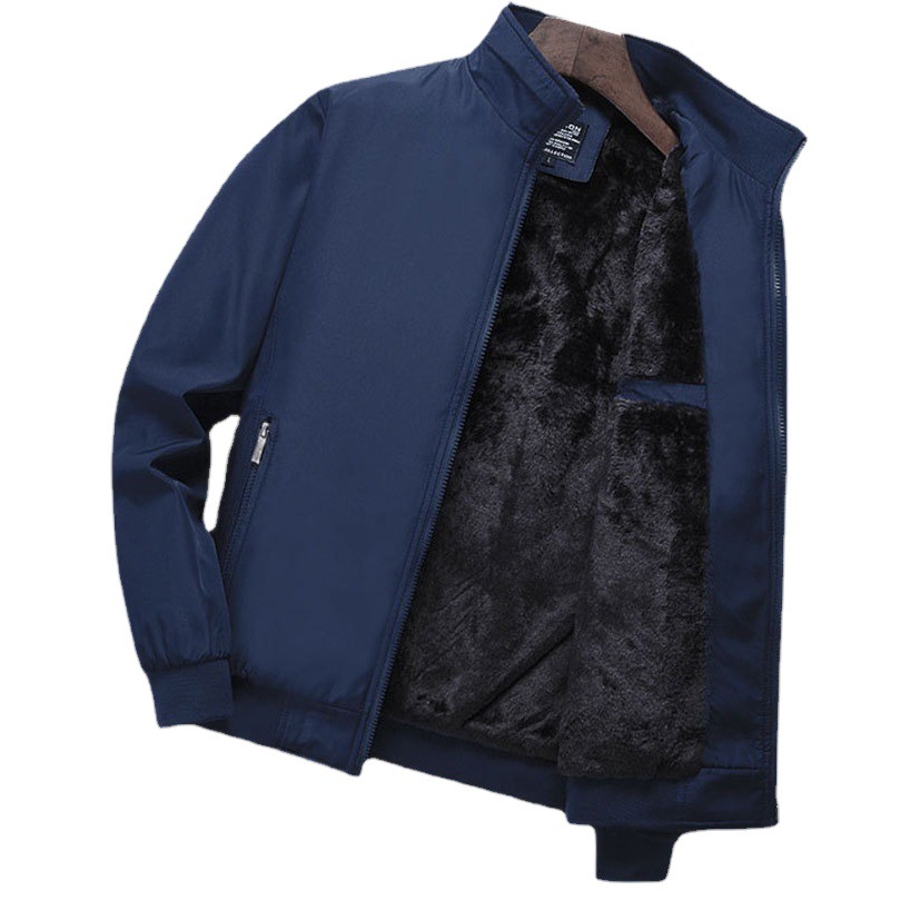Chaqueta de mediana edad y ancianos Otoño e Invierno Abrigo acolchado de algodón forrado de lana casual de mediana edad abrigo de hombre collar de pie Abrigo acolchado de algodón primavera y otoño ropa de papá