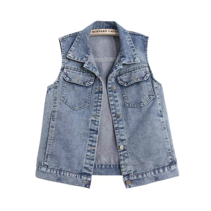 Real Shot of Niche Design Denim Vest, Women's Denim Jacket, Loose Denim Jacket, Denim Vest, Waistcoat, Others