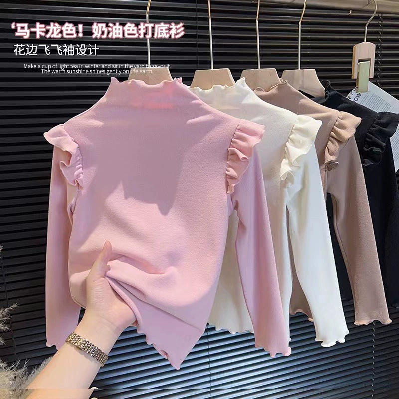 Нижняя рубашка для девочек осень-зима 2023 новая иностранная детская корейская футболка с длинными рукавами
