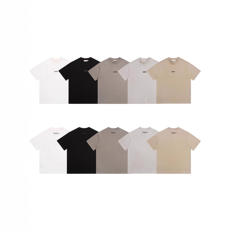 Minimalist Fear of God Essentials Letter Embossed Fog Short Sleeve Couple T-Shirt Minimalist Fear of God Essentials Letter Embossed Fog Short Sleeve Couple T-Shirt