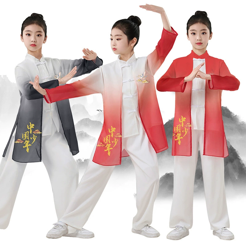 Детская одежда для боевых искусств для учащихся начальной и средней школы, традиционная китайская одежда, тренировочные костюмы для выступлений, одежда для занятий тай-чи