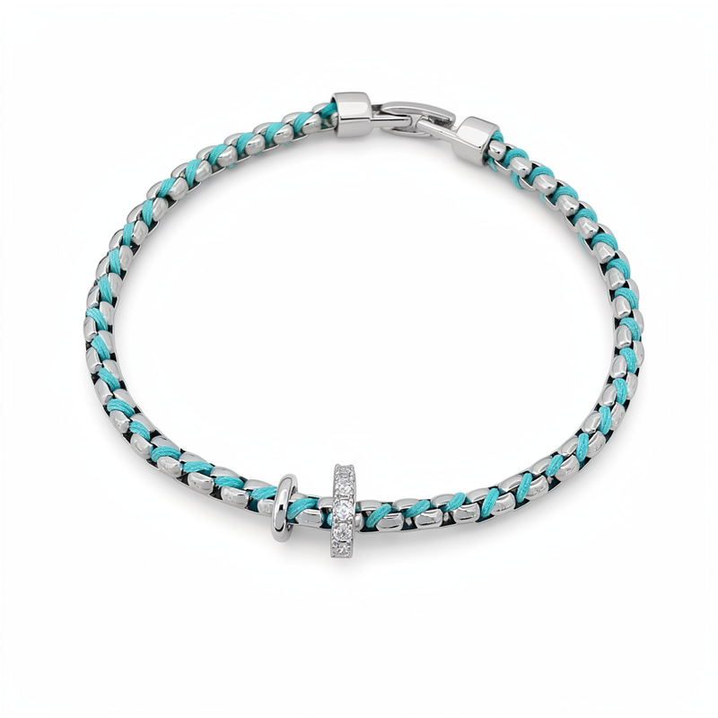 Cuerdas de color trenzadas zircon pulsera redonda geométrica ligera de lujo nicho pulsera personalidad temperamento simple joyas al por mayor