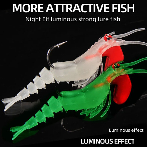 Multi-jointed shrimp soft bait bouncing shrimp lure glow-in-the-dark segmented shrimp perch eel catfish offshore fishing largemouth bass grouper