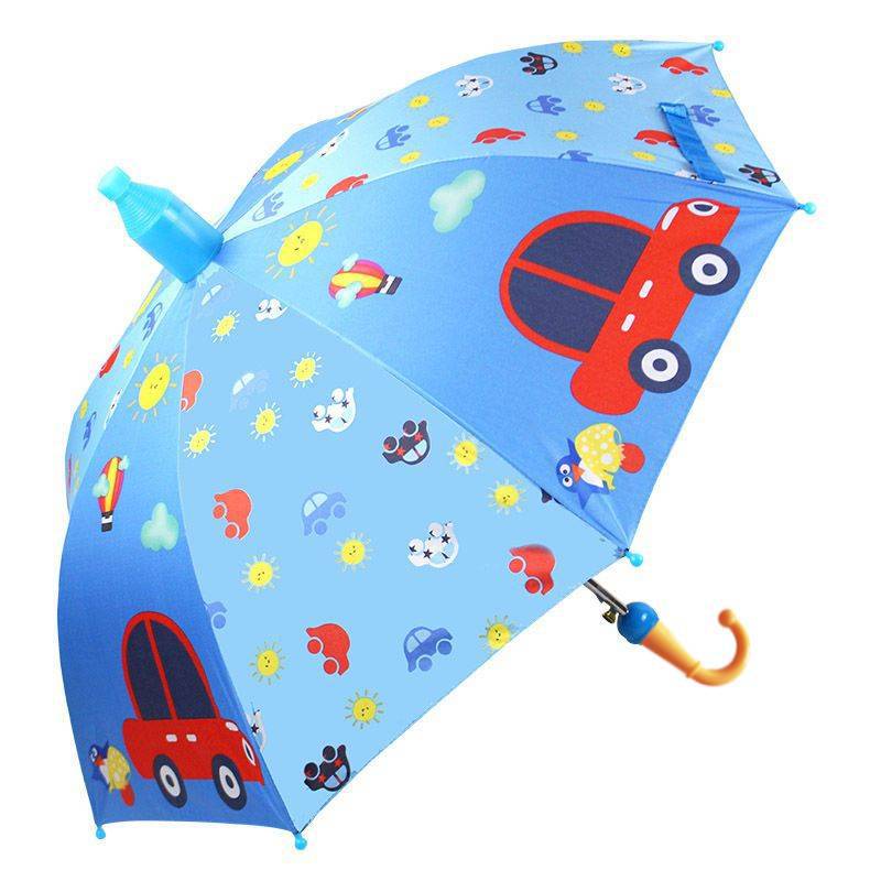 Paraguas Infantil de Mango Largo con Recubrimiento Negro, Protección Solar y Semiautomático, para Estudiantes