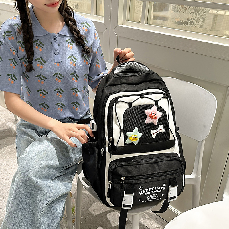 Mochila escolar de color de contraste lindo y fresco de alto valor para estudiantes de primaria y secundaria de grado 3-5