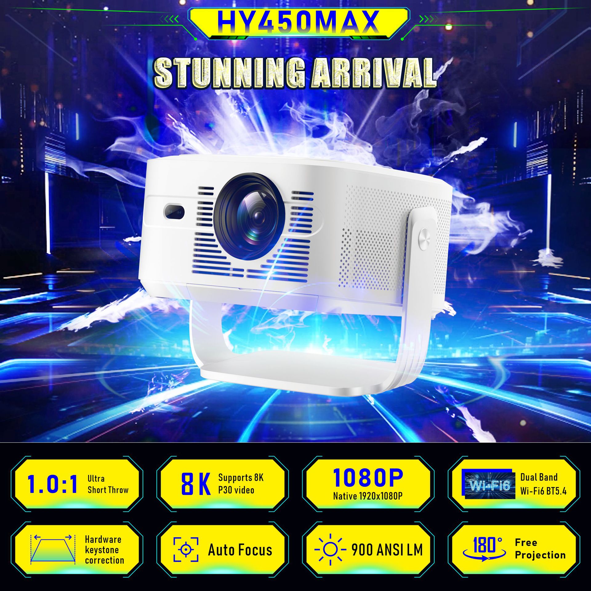 Cross-Border New 8K Short Throw Portable Projector Home Ultra-High Definition Projector Android 14 Projector Factory