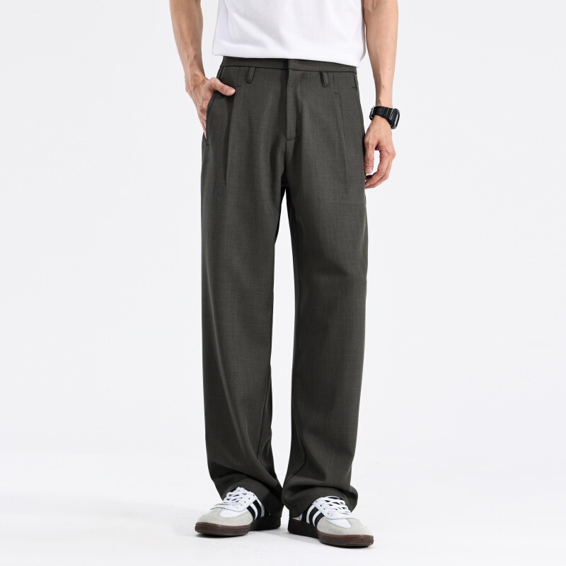 Shanggu Men's Fashion Trendy Straight-Leg Men's Trousers with Draped Feel, Mid-Low Waist, Loose Casual Style, High-End Feel, Wrinkle-Free Shanggu Men's Fashion Trendy Straight-Leg Men's Trousers with Draped Feel, Mid-Low Waist, Loose Casual Style, High-End Feel, Wrinkle-Free