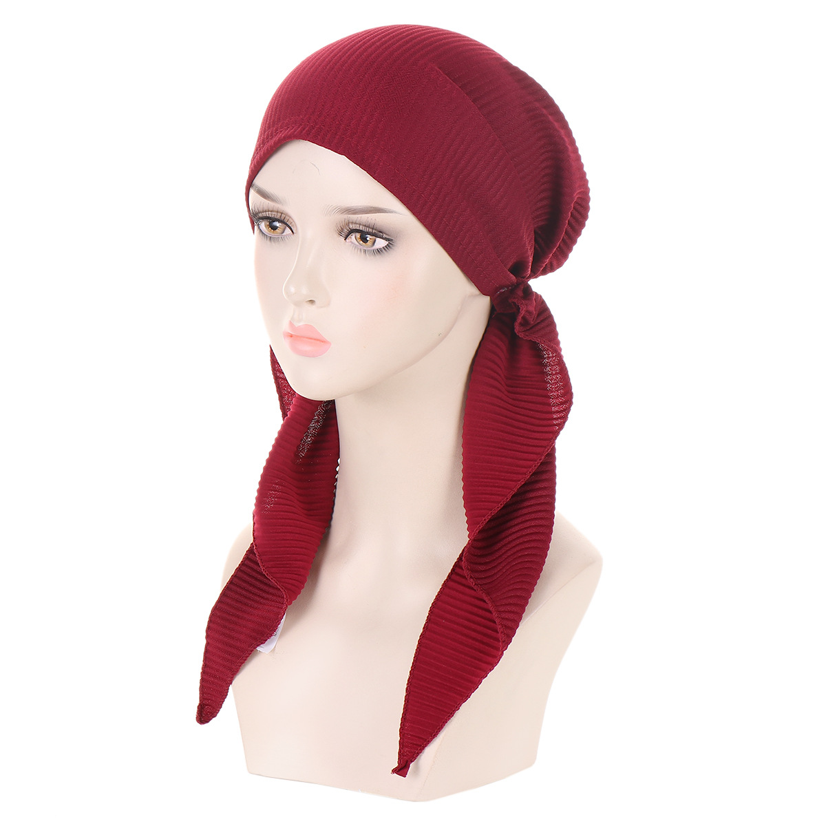 cappello musulmano a turbante con cappello curvo finale da donna in tinta unita in stock_voghion.com