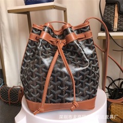 Goya戈雅水桶包petitFlot帆布配二层皮通勤包单肩斜挎包女包压花