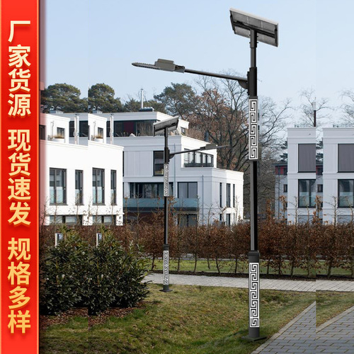 Full set of outdoor new rural antique Chinese pattern landscape garden lights with pole LED lights 6 meters solar street lights