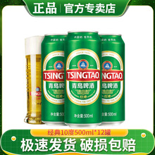 青岛/啤酒经典10度500ml*12听小麦纯生白啤奥古特易拉罐啤整箱装