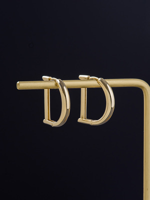 纯14k金耳环女个性创意气质潮字母D耳扣 耳饰 23213|ms