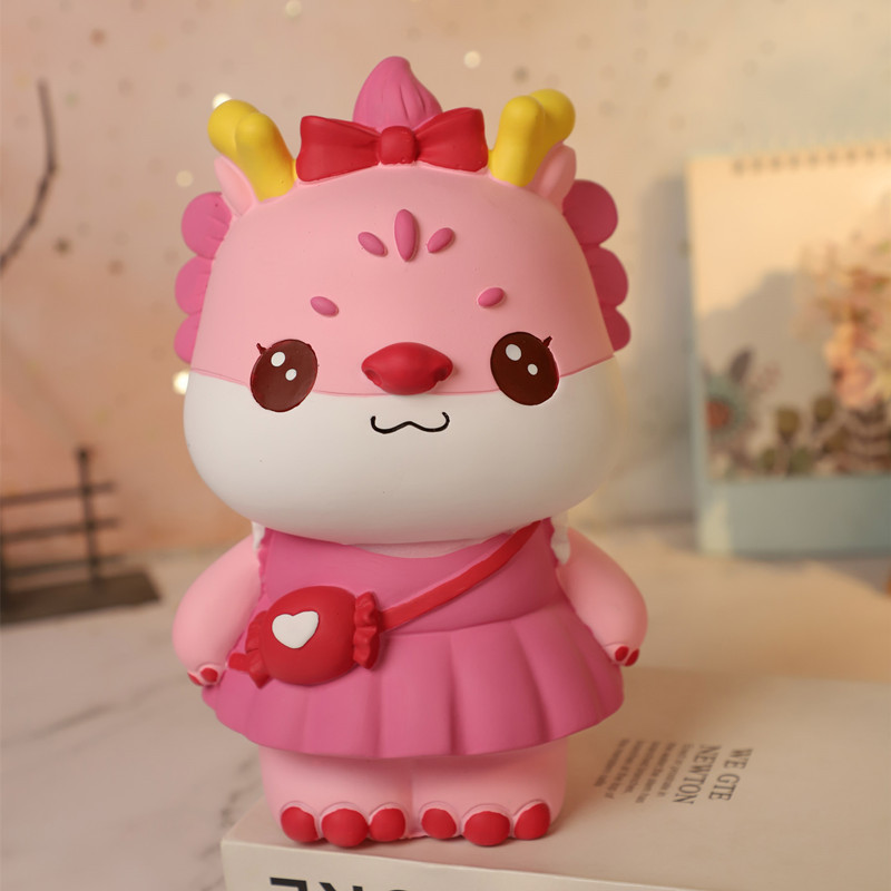 Dibujos animados lindo mascota dragón año Piggy Bank resistente a la caída resistente a los golpes Caja de Ahorro regalo decoración de escritorio muñeca