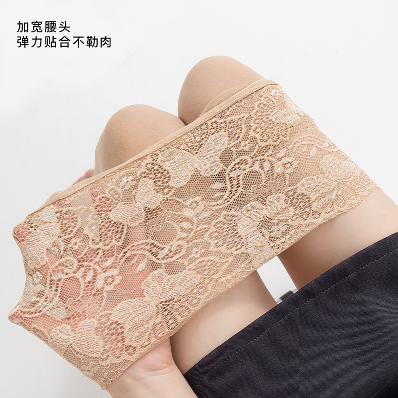 Botas, algodón, verano, medias finas de color carne, encaje femenino, alta transparencia, invisible, anti-gancho, piernas sedosas, calcetines de belleza